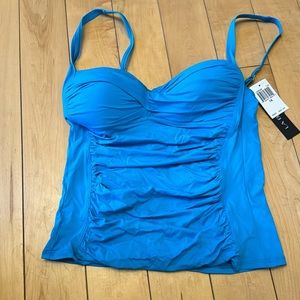 LA BLANCA. Turquoise swimsuit TOP. Size 14.